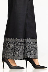 Black Rawsilk Block Printed Trouser