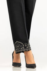 Black Rawsilk Embroidered Trouser