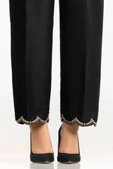 Black Rawsilk Embroidered Trouser