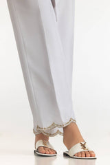 White Rawsilk Embroidered Trouser