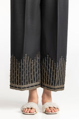 Black Rawsilk Embroidered Trouser