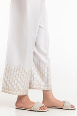 White Rawsilk Embroidered Trouser