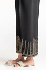 Black Rawsilk Embroidered Trouser