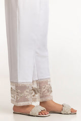 White Rawsilk Embroidered Trouser