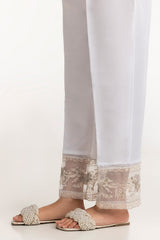 White Rawsilk Embroidered Trouser