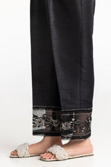 Black Rawsilk Embroidered Trouser