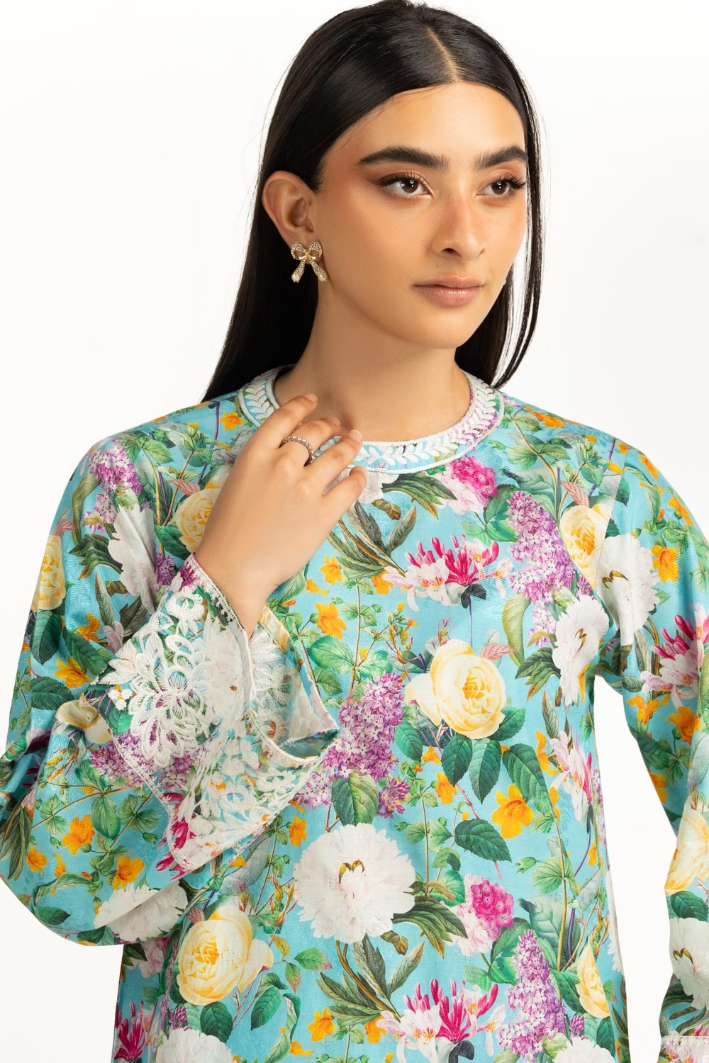 Viscose Jacquard Printed Co-Ord Set With Embroidered