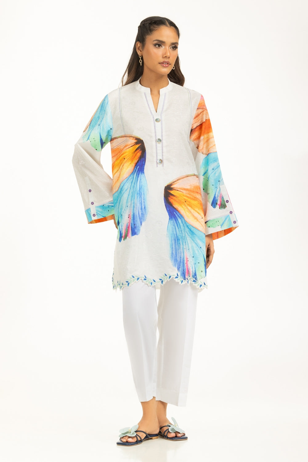 Viscose Jacquard Printed Shirt With Embroidered