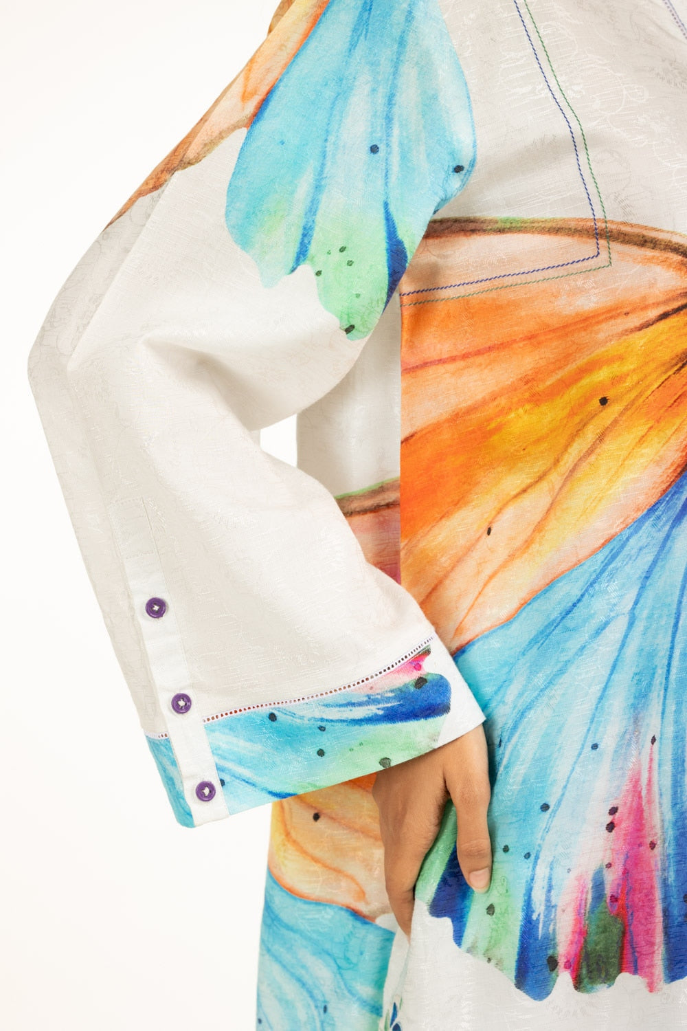 Viscose Jacquard Printed Shirt With Embroidered