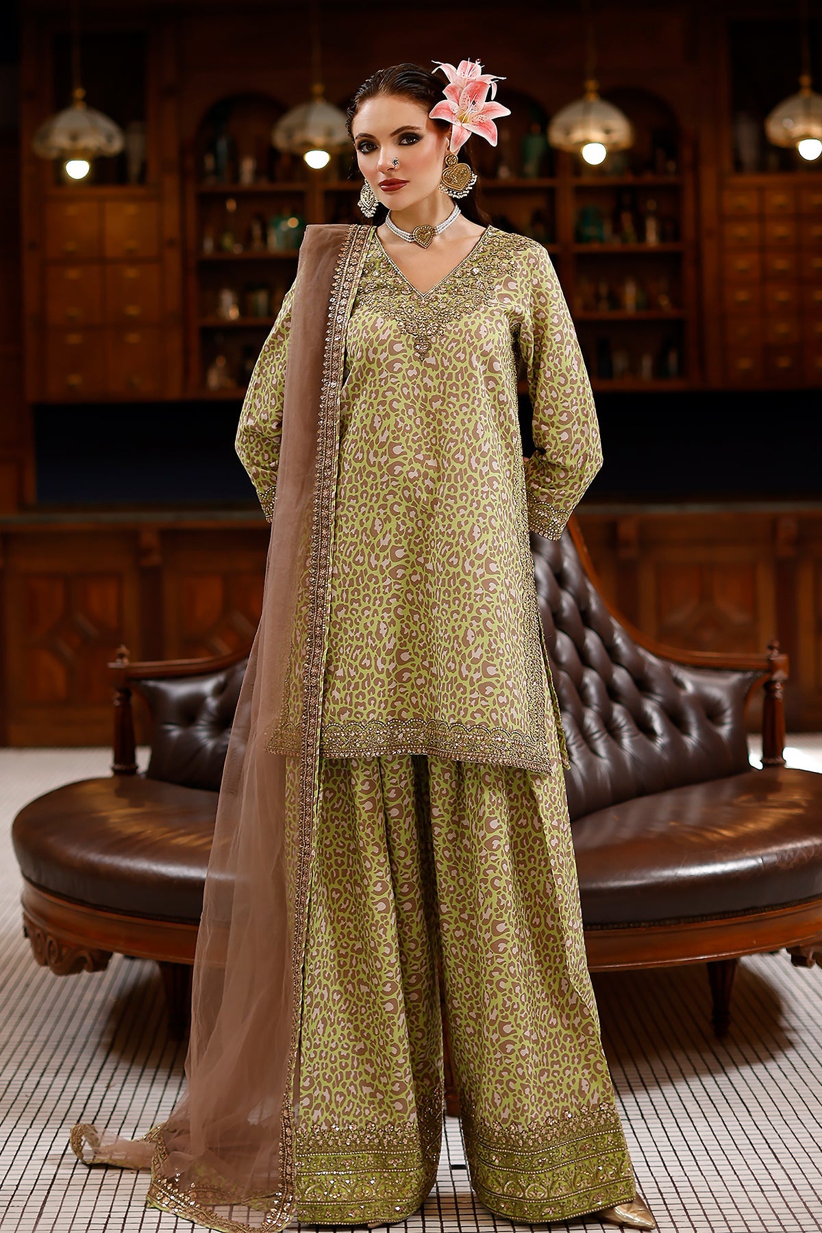 3-PC Embroidered Raw Silk CMA-6-154