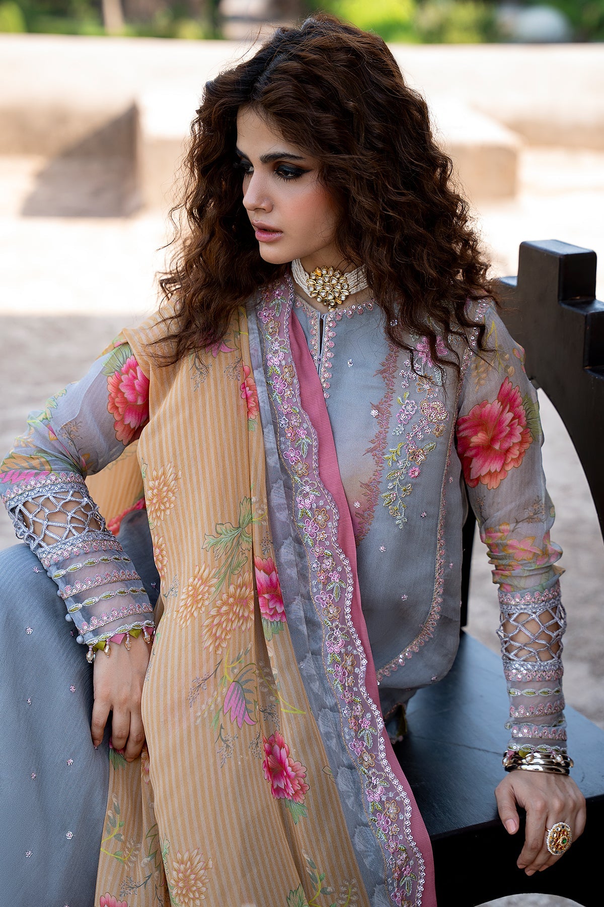 3-PC Stitched Embroidered Chiffon Collection VSLW6-03P