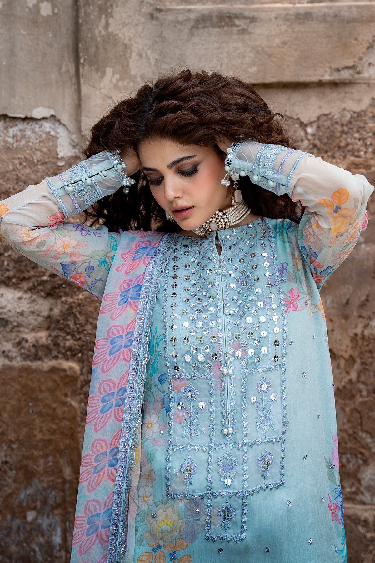 3-PC Stitched Embroidered Chiffon Collection VSLW6-11P