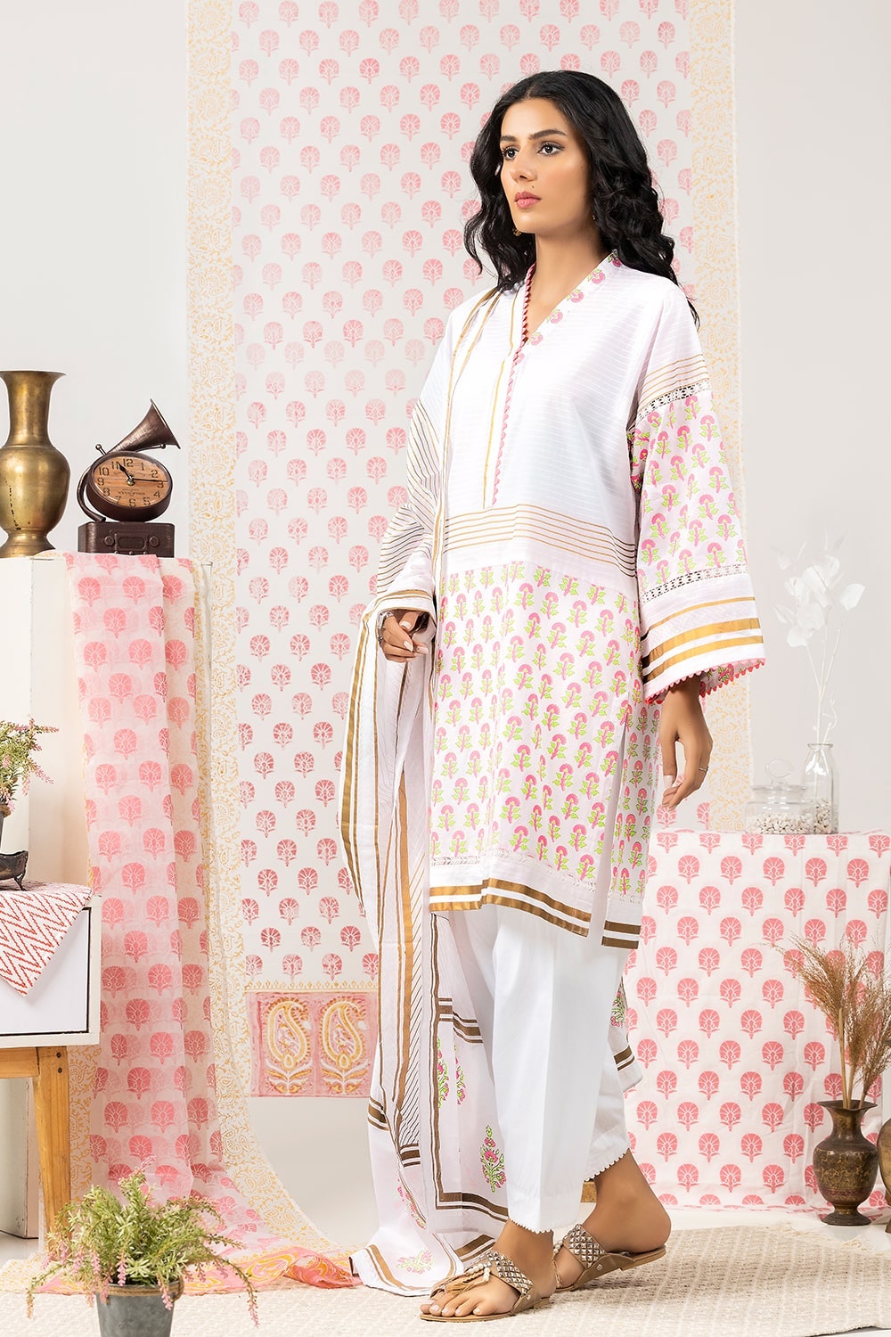 Block Print Shirt and Trouser with Block Printed Dupatta