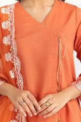 Tehwaar Lurax Dobby Dyed Embroidered Shirt And Trouser With Dupatta