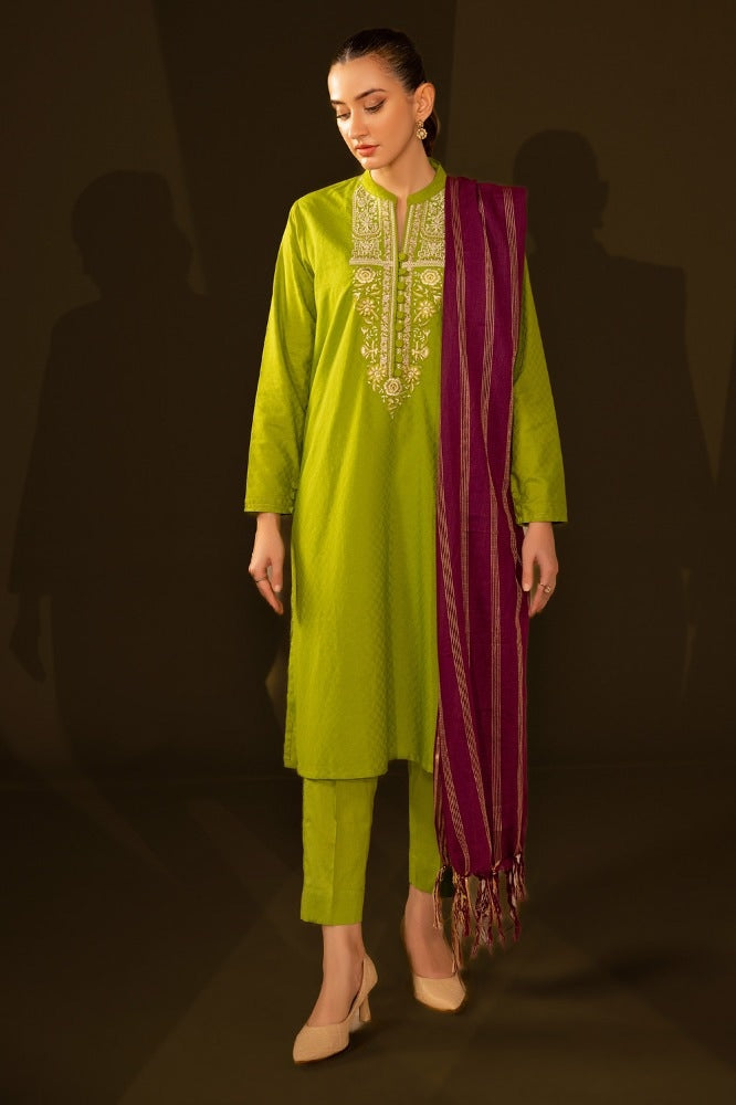Jacquard Embroidered Shirt And Dupatta