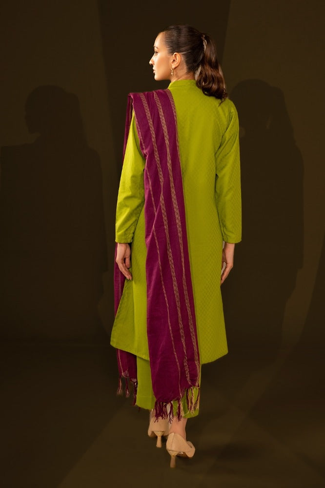 Jacquard Embroidered Shirt And Dupatta