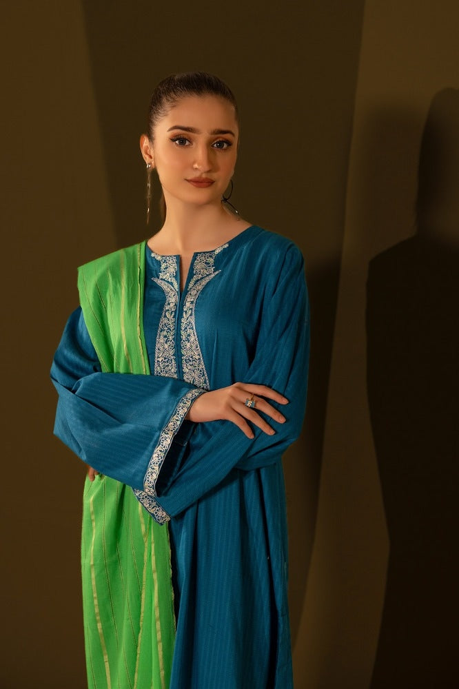 Jacquard Embroidered Shirt And Dupatta
