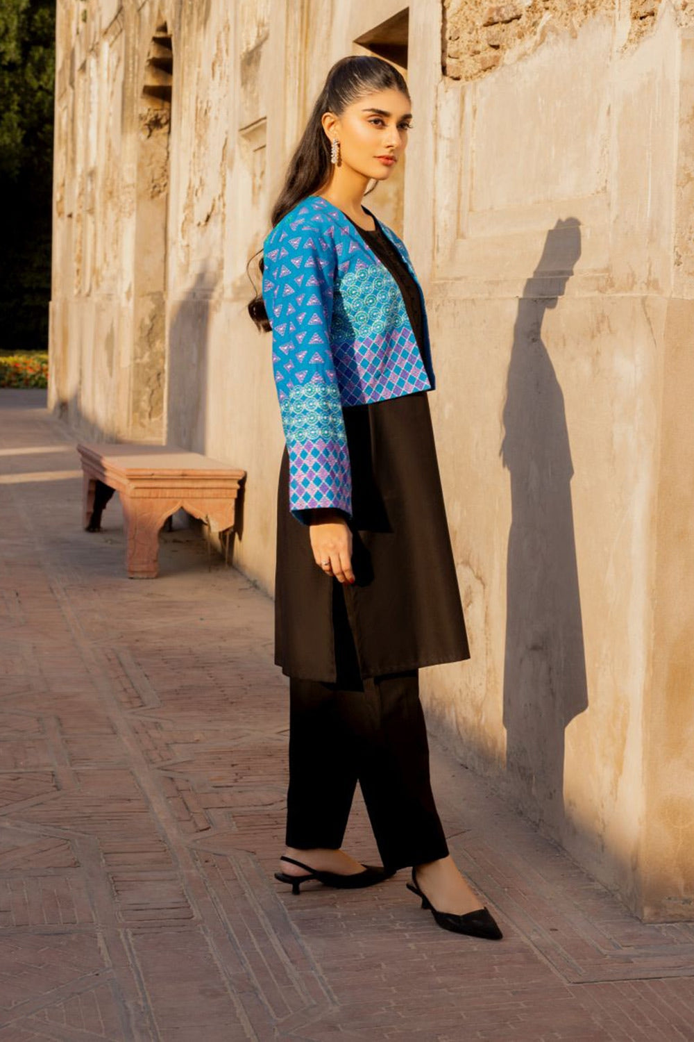 Khaddar Embroidered Crop Jacket