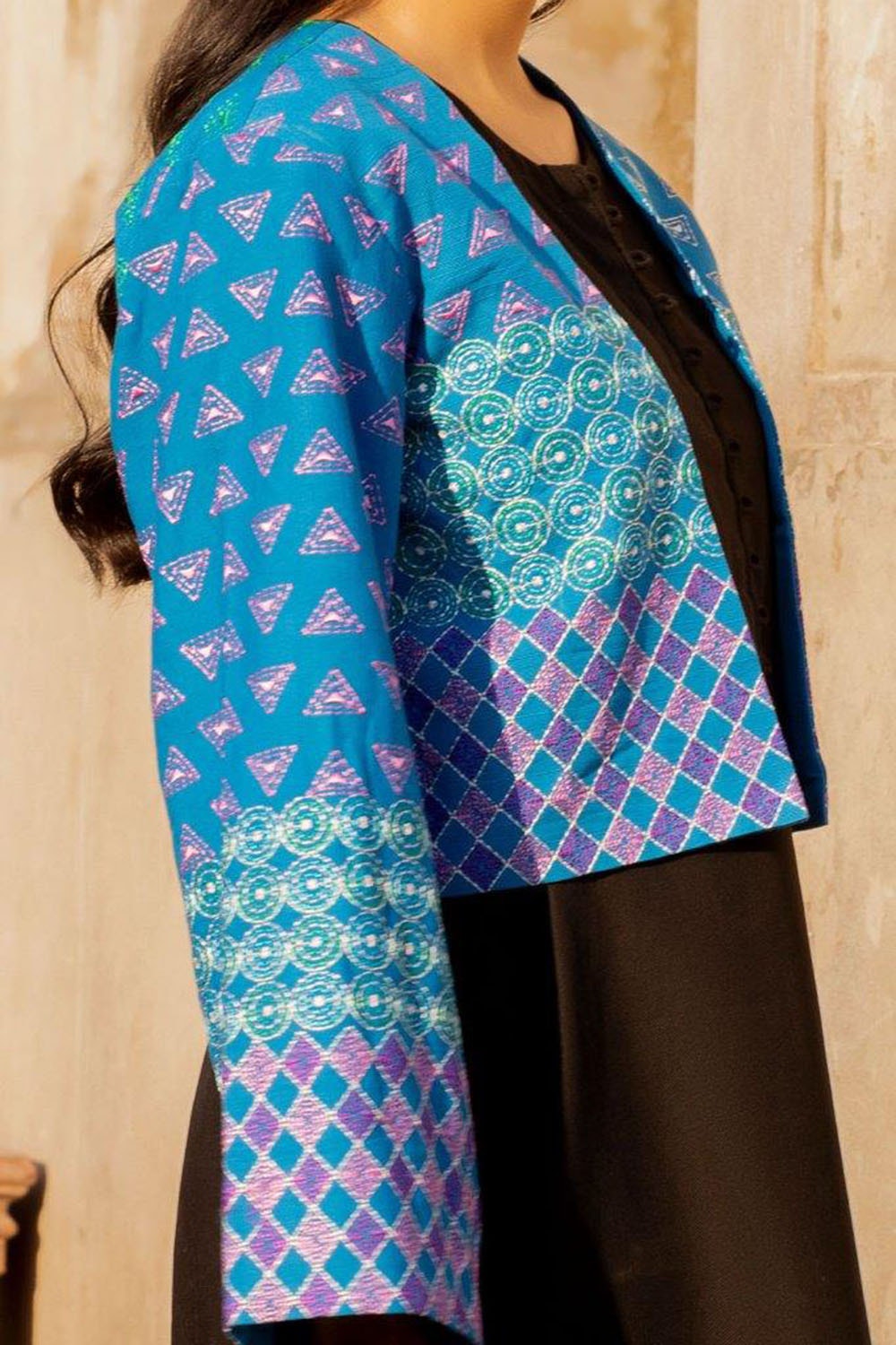 Khaddar Embroidered Crop Jacket