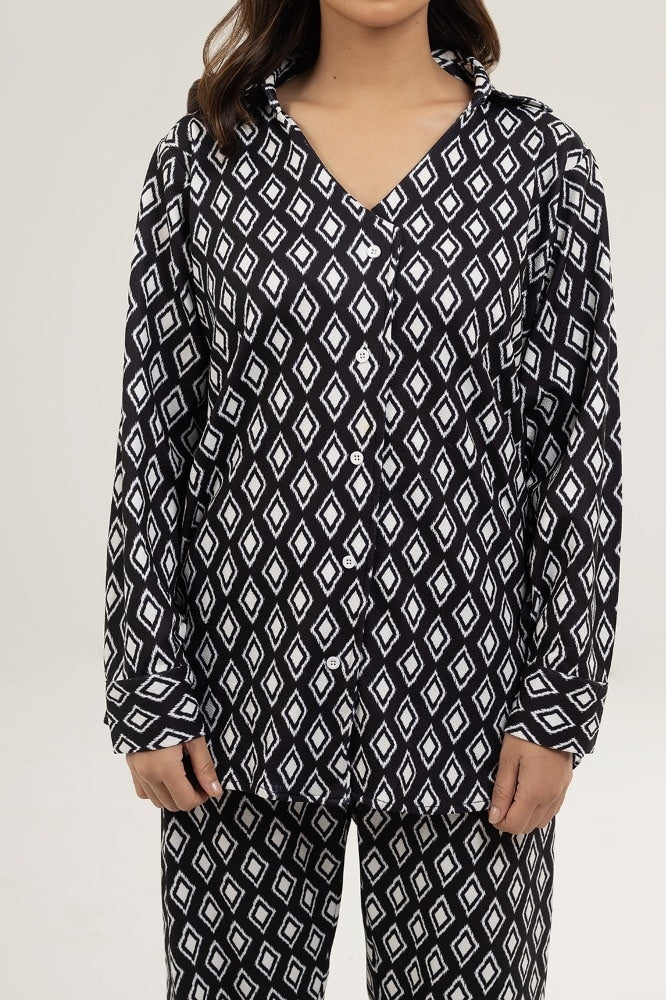 Knitted Blended Print Shirt