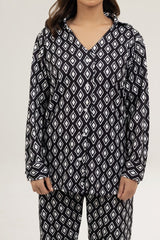 Knitted Blended Print Shirt