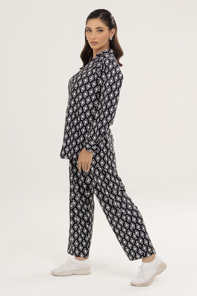 Knitted Blended Print Shirt