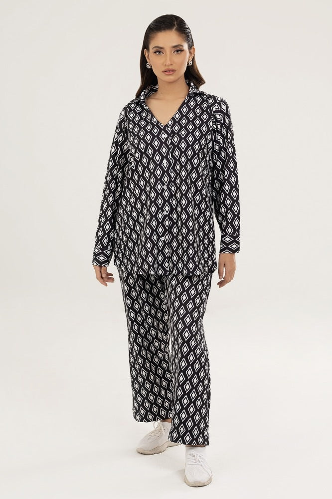 Knitted Blended Print Shirt