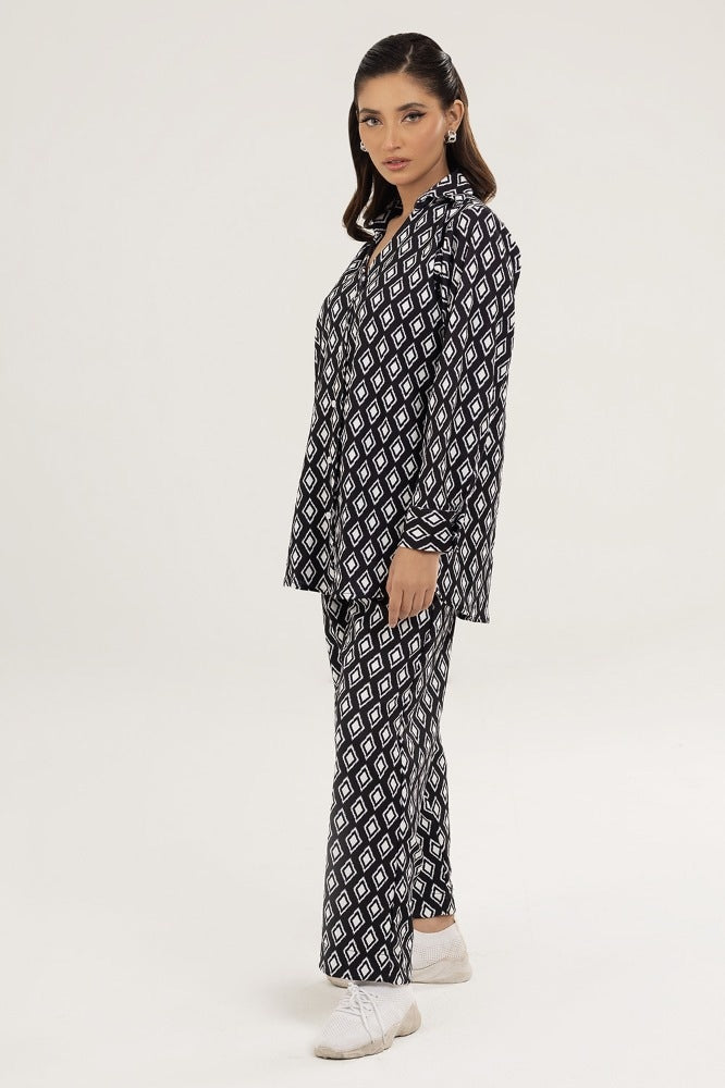 Knitted Blended Print Shirt
