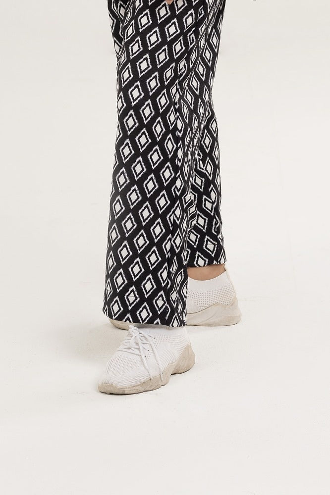 Knitted Blended Print Trouser