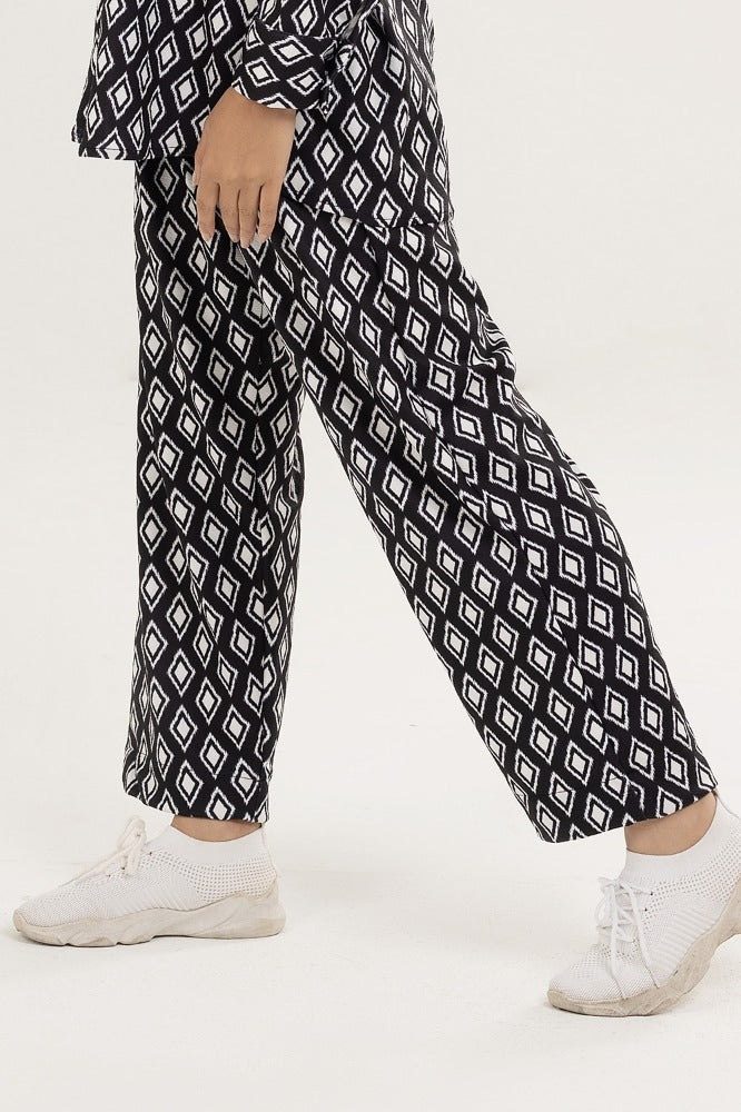 Knitted Blended Print Trouser