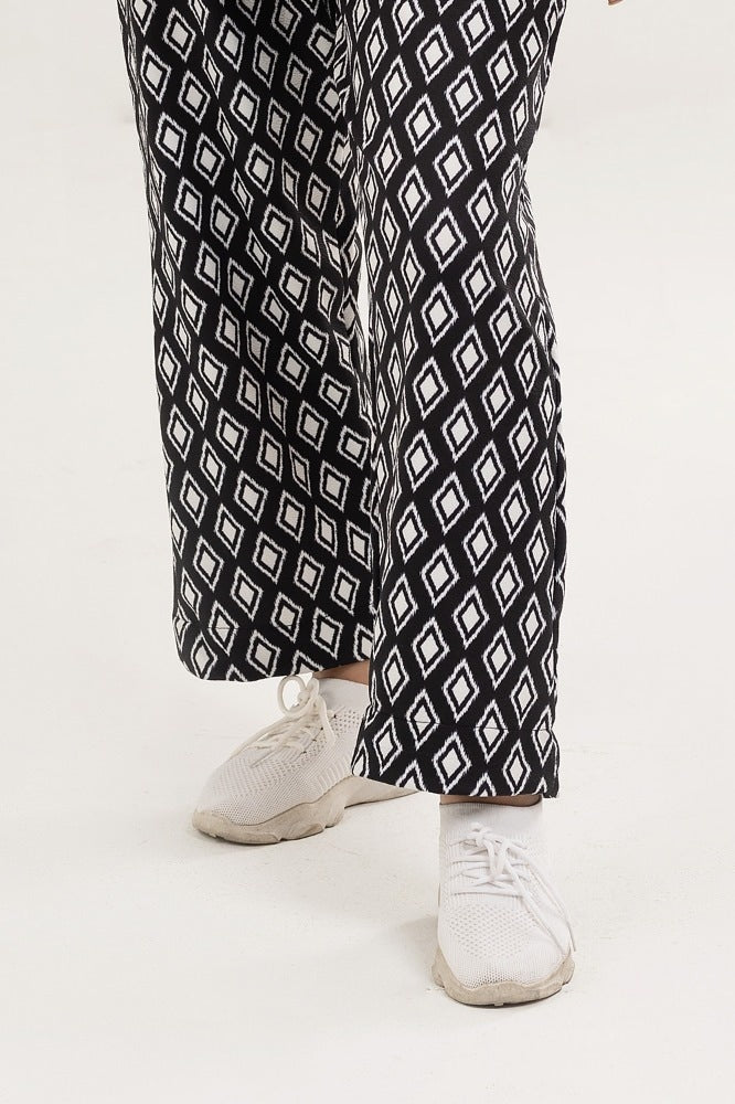 Knitted Blended Print Trouser