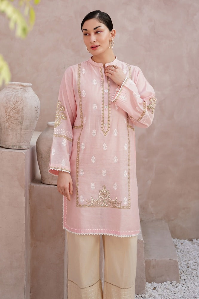Khaddi Net Block Printed Shirt