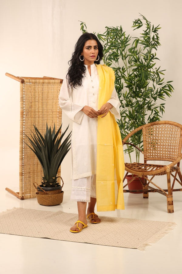 Yarn Dyed Embellished Shirt And Dupatta