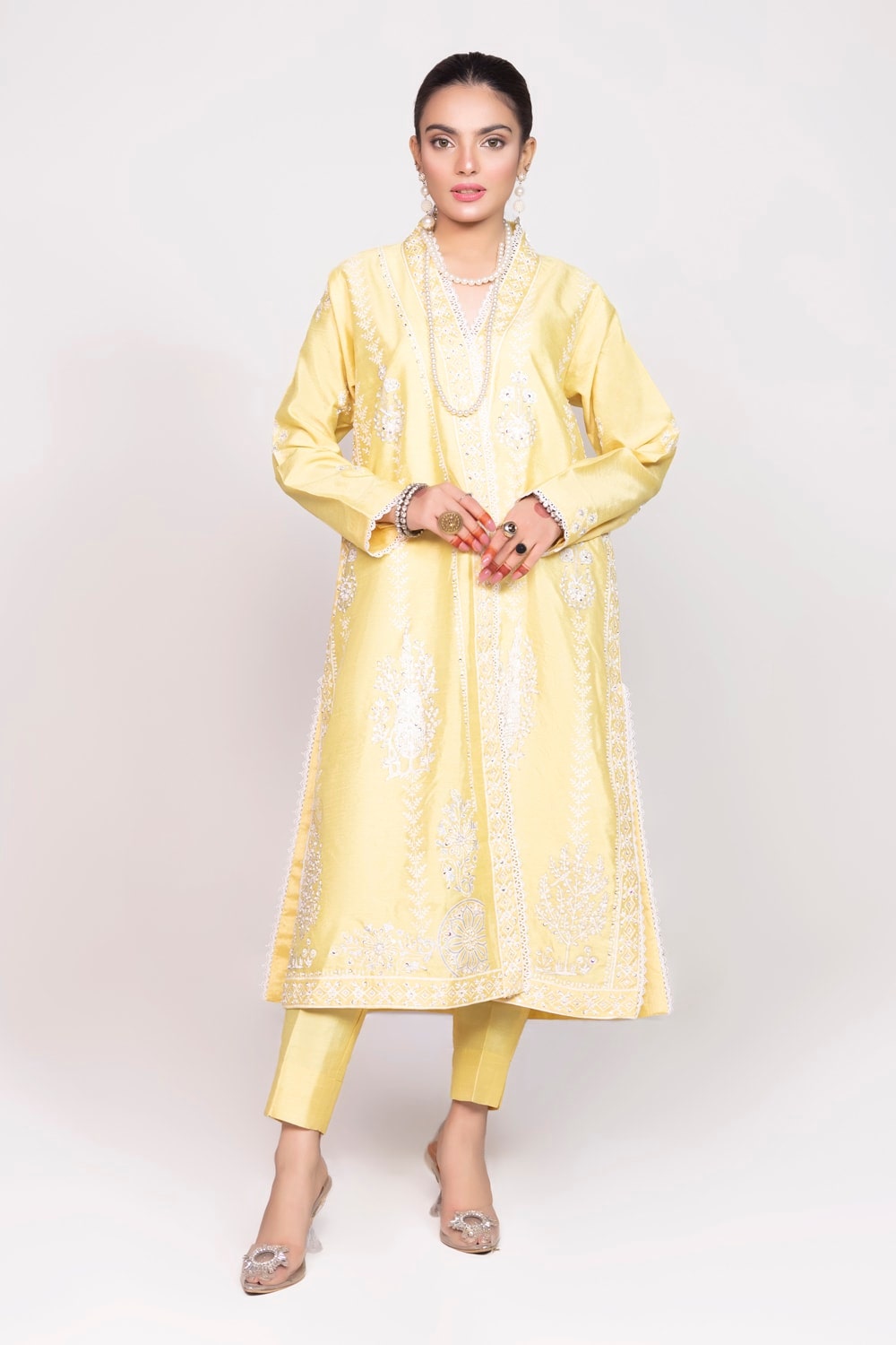 Tehwaar Raw Silk Block Print Shirt And Trouser