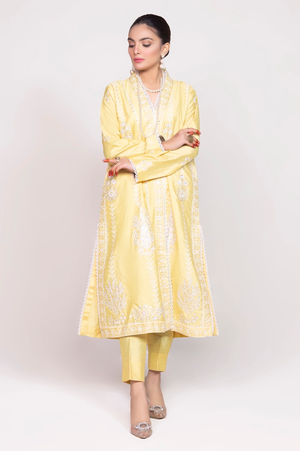 Tehwaar Raw Silk Block Print Shirt And Trouser
