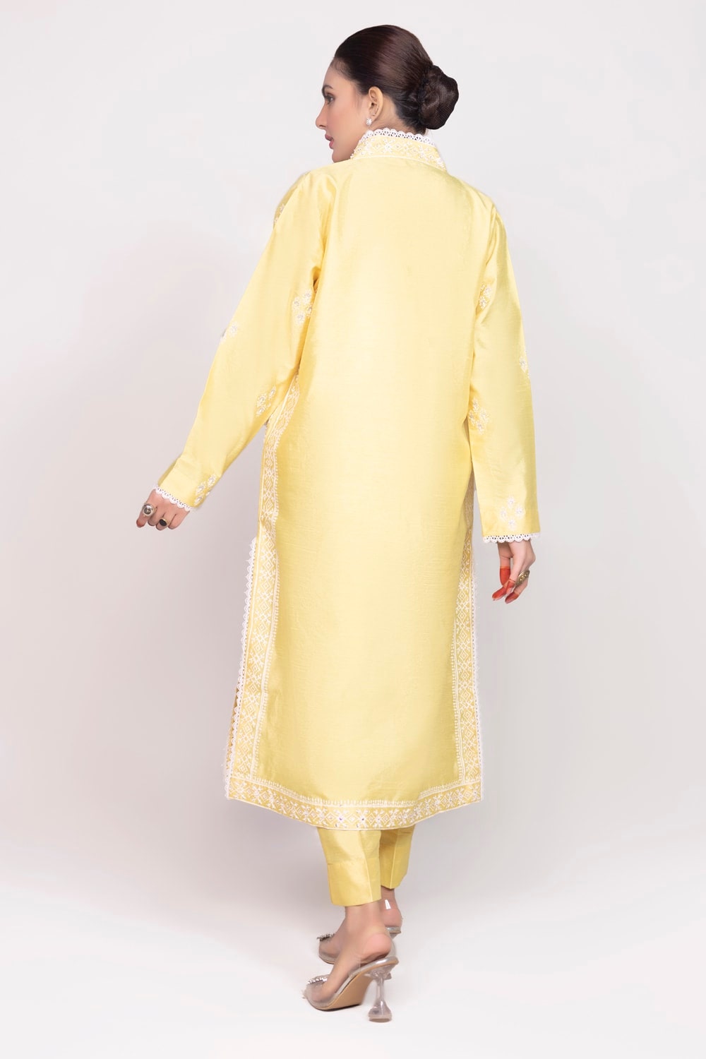 Tehwaar Raw Silk Block Print Shirt And Trouser