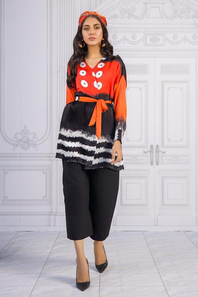 Charmeuse Silk Digital Printed Shirt